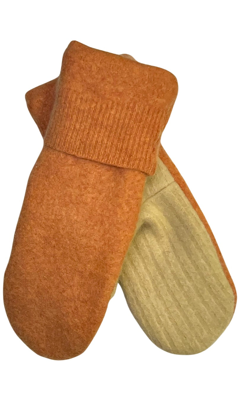 Orange & Cream Traditional Mittens