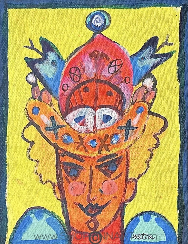 ‘All hail the Queen", 11"L x 13"H, multimedia painting on Belgian Linen, artist: Tarmo Watia