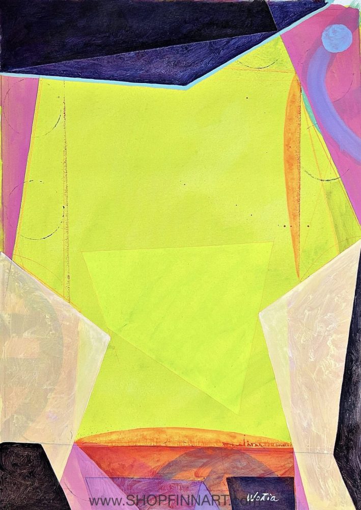 Envelope Folding', 28.5"H x 20.5”L acrylic painting on 30”H x 22”L canvas, artist: Tarmo Watia.